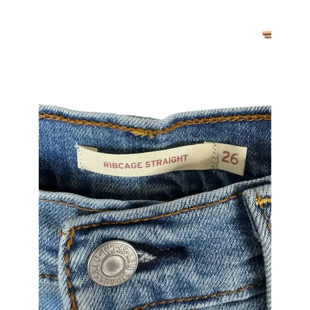 Levis Ribcage Straight Ankle Jeans High Rise Classic Retro Y2K Vintage 26